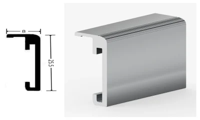 DAMAX YQ025 aluminium profile cross-section drawing and rendering