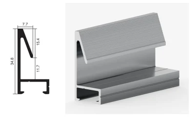 DAMAX YQ03 aluminium profile cross-section drawing and rendering