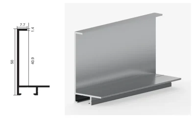 DAMAX YQ05 aluminium profile cross-section drawing and rendering