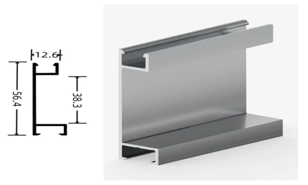 DAMAX YQ101 aluminium profile cross-section drawing and rendering