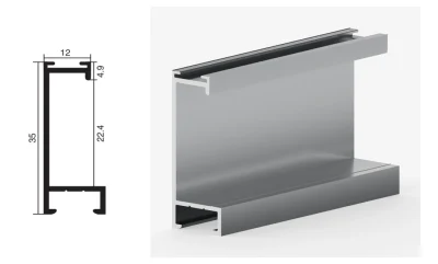 DAMAX YQ11 aluminium profile cross-section drawing and rendering