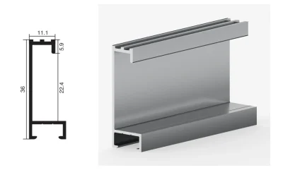 DAMAX YQ12 aluminium profile cross-section drawing and rendering