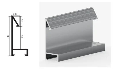 DAMAX YQ13 aluminium profile cross-section drawing and rendering