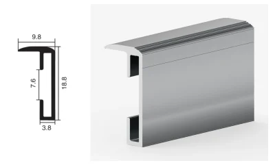 DAMAX YQ15 aluminium profile cross-section drawing and rendering