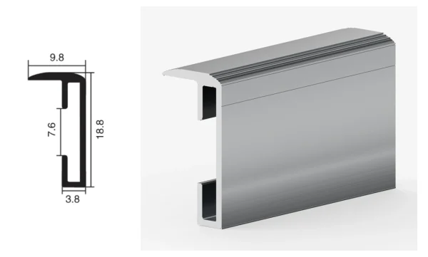 DAMAX YQ15 aluminium profile cross-section drawing and rendering
