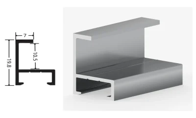 DAMAX YQ18 aluminium profile cross-section drawing and rendering