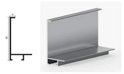 DAMAX YQ22 aluminium profile cross-section drawing and rendering