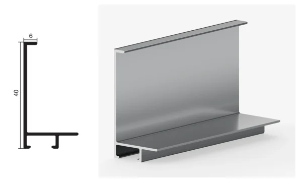 DAMAX YQ22 aluminium profile cross-section drawing and rendering