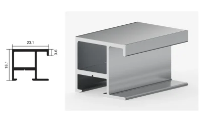 DAMAX YQ24 aluminium profile cross-section drawing and rendering