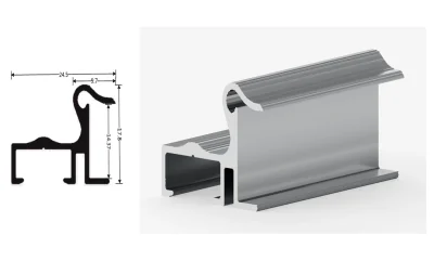 DAMAX YQ26 aluminium profile cross-section drawing and rendering