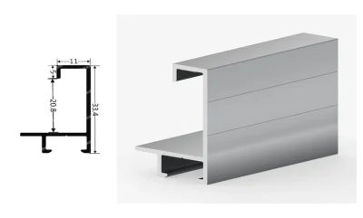 DAMAX YQ27 aluminium profile cross-section drawing and rendering