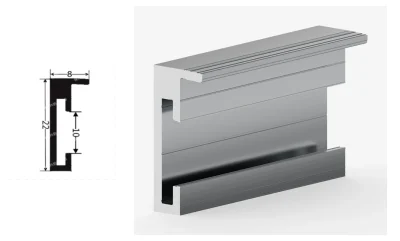 DAMAX YQ29 aluminium profile cross-section drawing and rendering