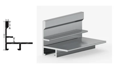 DAMAX YQ30 aluminium profile cross-section drawing and rendering