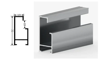 DAMAX YQ39 aluminium profile cross-section drawing and rendering