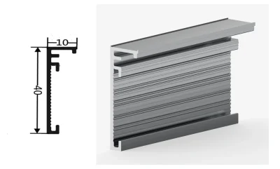 DAMAX YQ40 aluminium profile cross-section drawing and rendering