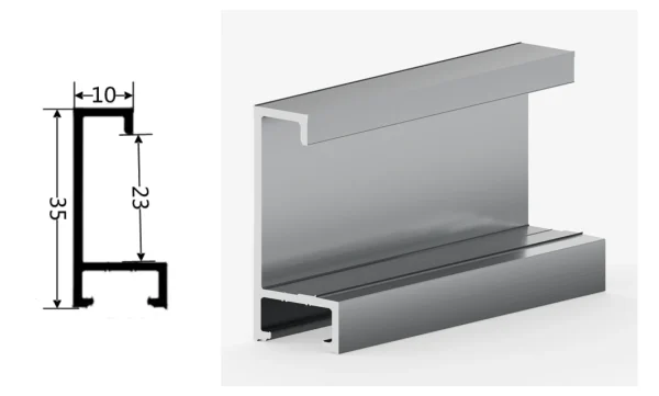 DAMAX YQ41 aluminium profile cross-section drawing and rendering