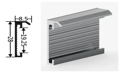 DAMAX YQ50 aluminium profile cross-section drawing and rendering