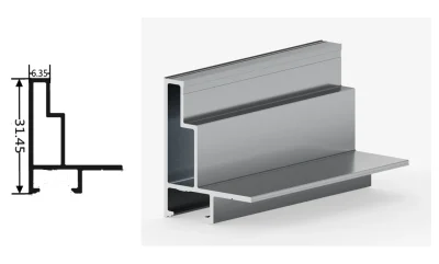 DAMAX YQ54 aluminium profile cross-section drawing and rendering