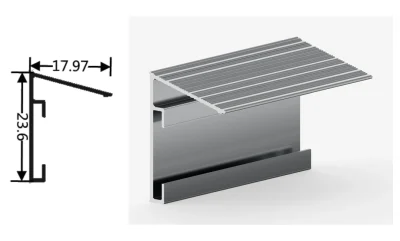 DAMAX YQ56 aluminium profile cross-section drawing and rendering