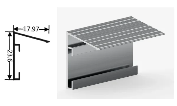 DAMAX YQ56 aluminium profile cross-section drawing and rendering