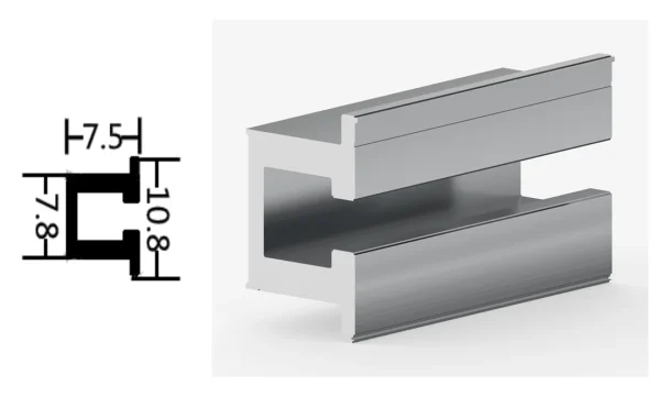 DAMAX YQ60 aluminium profile cross-section drawing and rendering