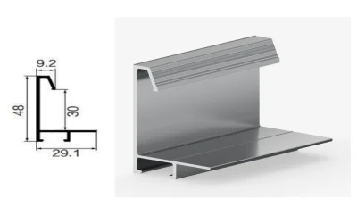 DAMAX YQ61 aluminium profile cross-section drawing and rendering
