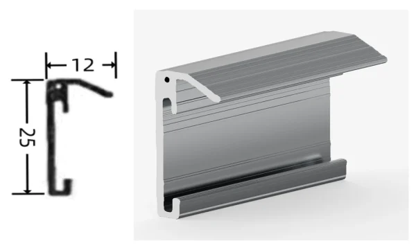 DAMAX YQ64 aluminium profile cross-section drawing and rendering