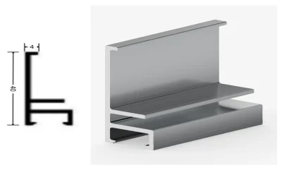 DAMAX YQ68 aluminium profile cross-section drawing and rendering