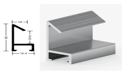 DAMAX YQ71 aluminium profile cross-section drawing and rendering