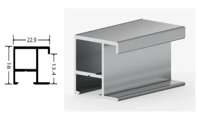 DAMAX YQ78 aluminium profile cross-section drawing and rendering