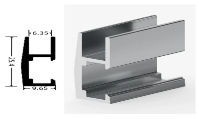 DAMAX YQ81 aluminium profile cross-section drawing and rendering