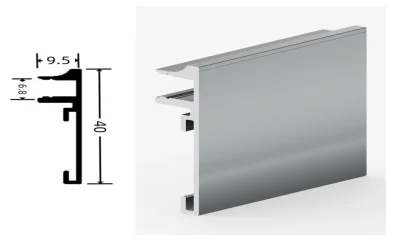 DAMAX YQ85 aluminium profile cross-section drawing and rendering