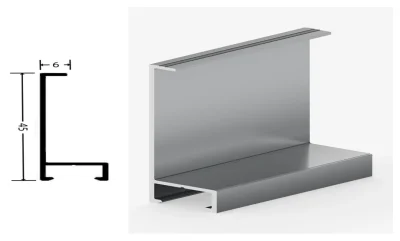 DAMAX YQ87 aluminium profile cross-section drawing and rendering