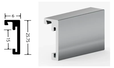 DAMAX YQ88 aluminium profile cross-section drawing and rendering