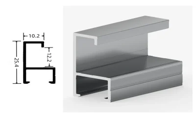 DAMAX YQ89 aluminium profile cross-section drawing and rendering