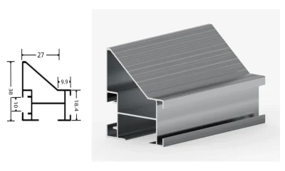 DAMAX YQ92 aluminium profile cross-section drawing and rendering