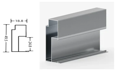 DAMAX YQ94 aluminium profile cross-section drawing and rendering