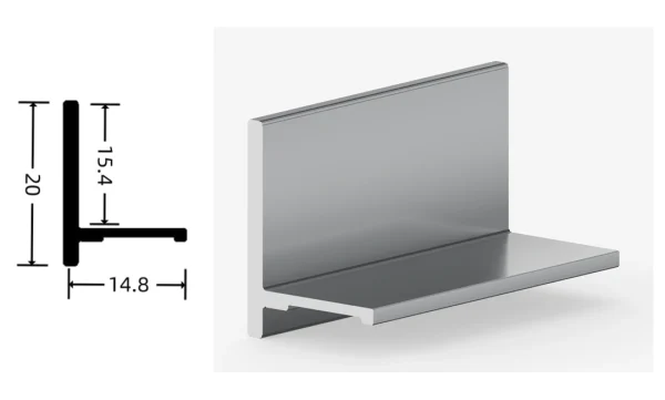 DAMAX YQ96 aluminium profile cross-section drawing and rendering