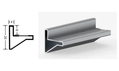 DAMAX YQ97 aluminium profile cross-section drawing and rendering