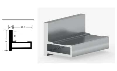 DAMAX YQ98 aluminium profile cross-section drawing and rendering