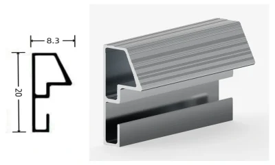 DAMAX YQ99 aluminium profile cross-section drawing and rendering